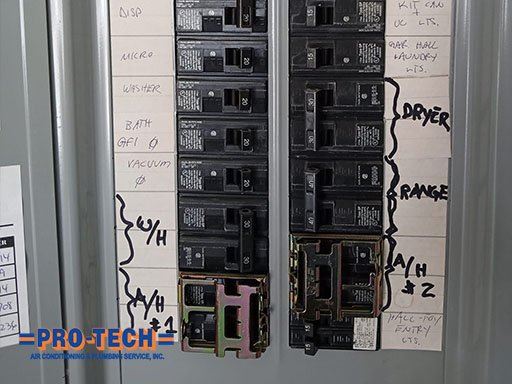 circuit breaker with water heater label